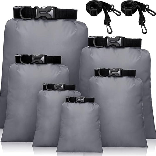 Shappy 6 Pcs Waterproof Dry Bag Set 6 Sizes Lightweight Sacks and Long Adjustable Shoulder Strap Outdoor Water Proof Keep Gear Dry Bag Stuff Sacks for Backpacking, Boating, Hiking, Camping (Gray)