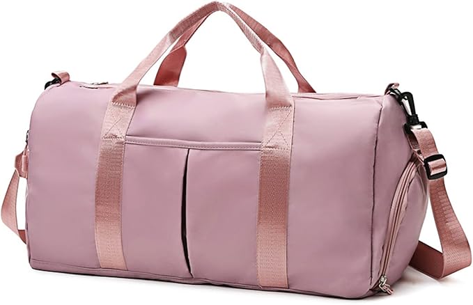 ZGWJ Sports Gym Bag with Wet Pocket & Shoes Compartment, Waterproof Shoulder Weekender Bag for Women and Men Swim Sports Travel Gym Bag Lightweight and easy Carry on Pink