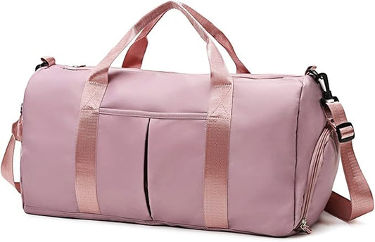 ZGWJ Sports Gym Bag with Wet Pocket & Shoes Compartment, Waterproof Shoulder Weekender Bag for Women and Men Swim Sports Travel Gym Bag Lightweight and easy Carry on Pink