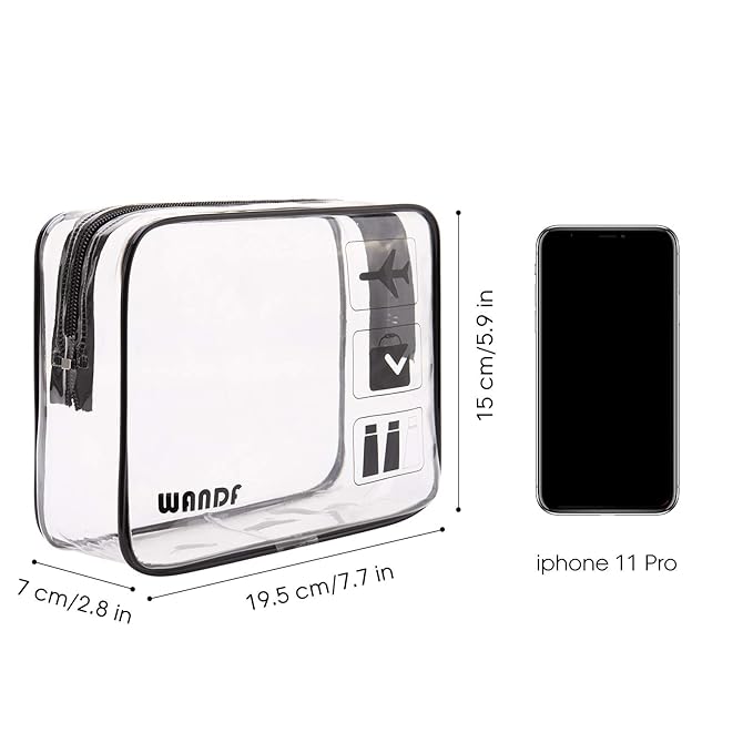 TSA Approved Clear Travel Toiletry Bag wih Zippers Carry-on Travel Accessories Quart Size Toiletries Cosmetic Pouch Makeup Bags for Men and Women (3pcs)