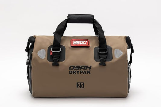 Motorcycle Dry Bag - Waterproof Motorcycle Duffle & Luggage Tail Bag Saddle Bags with Roll Top Closure, Large Storage Space，for Motorcycle Back Seat(MudBrown, 25L)