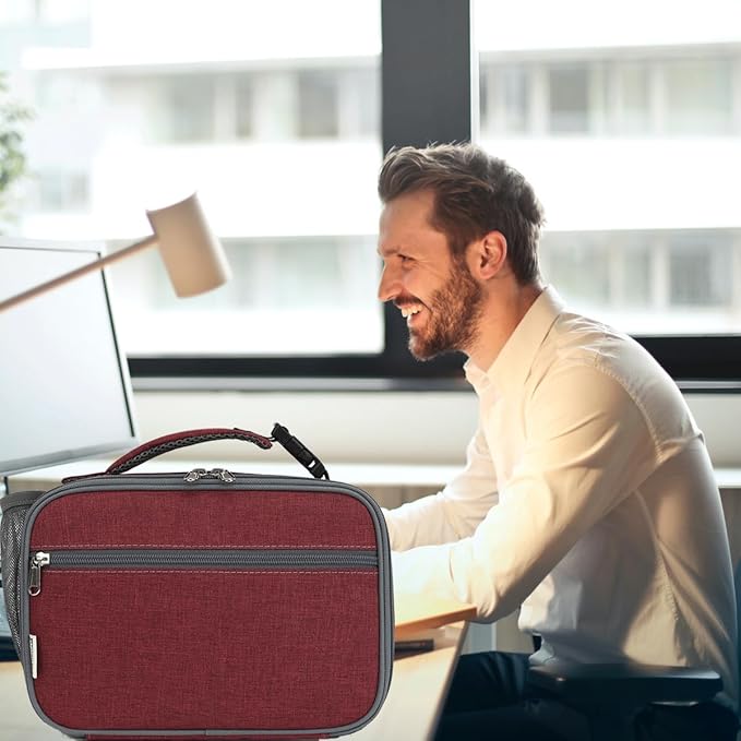 Insulated Lunch Box for School, Thermal Reusable Durable Freezable Lunch Bags for Kids Boys Girls Men Women - Small Soft Cooler Portable Lunch Tote Kit for Work Picnic Travel,Dark Red