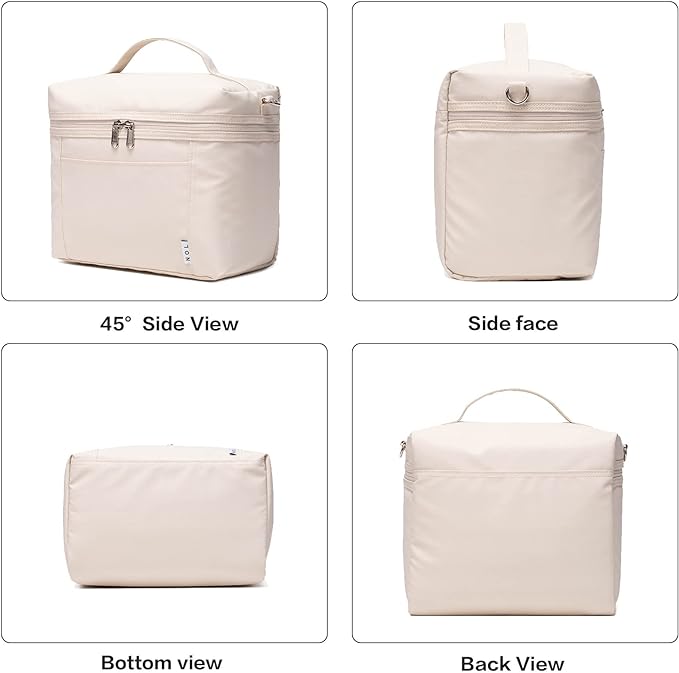 NOL Natural Organic Lifestyle Insulated Lunch Bags for Women Cooler Bag Lightweight Nylon Waterproof Lunch Box For Work (Small, Cream)