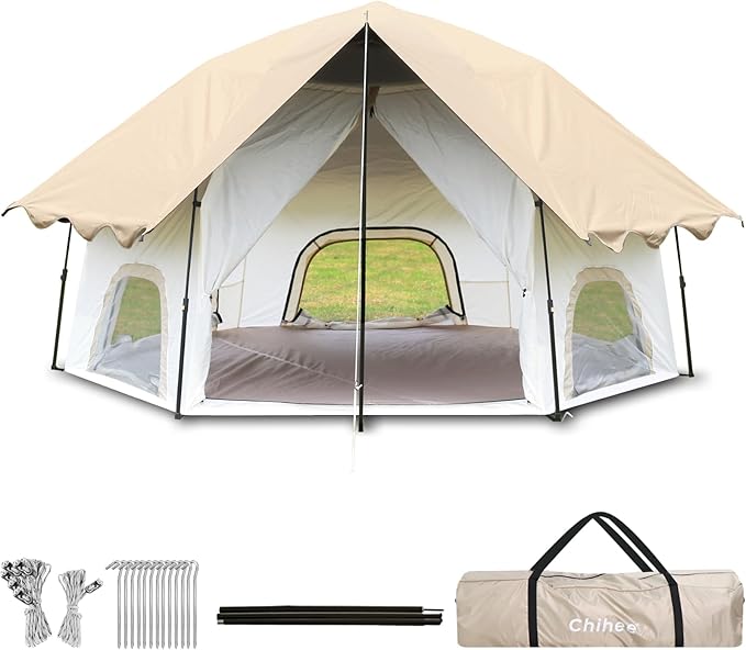 Chihee Camping Tents Pop-Up Stand-up Tent, Family Cabin Tent with Awning Porch 3-Person Outdoor Shelter with Screen Room Large Capacity, Waterproof and Windproof, Easy Setup,Traveling Hiking Picnic