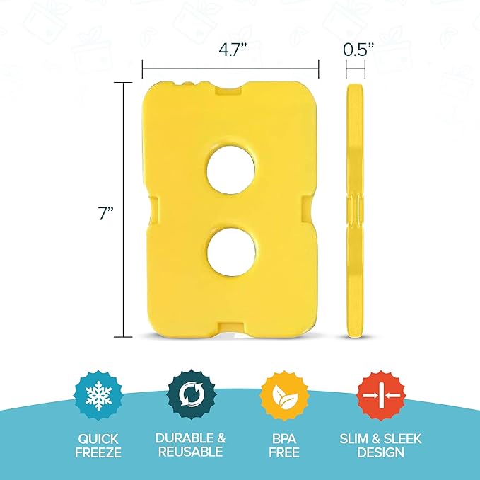 Healthy Packers Slim & Long-Lasting Reusable Ice Packs for Lunch Bags and Cooler Bags (Set of 4)