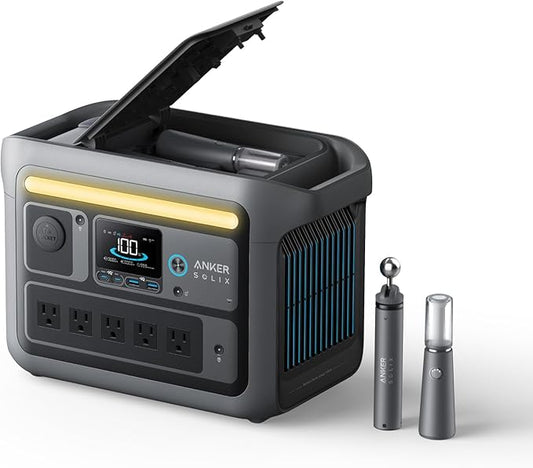 Anker SOLIX C800 Plus Portable Power Station, 1200W (Peak 1600W) Solar Generator with Camping Lights, 768Wh LiFePO4 Battery for Outdoor Camping, RVs, Road Trip, Power Outages (Optional Solar Panel)