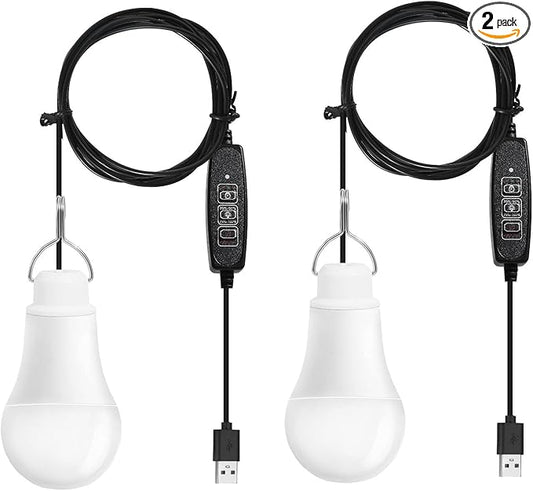 Taysing USB Light,USB Lamp,Camping Lights,7W Dimmable Hanging Portable Emergency Light Tent Lights for Power Station Solar Panel Charger Power Bank Power Outage Camping Outdoor Hurricane,2 Pack 3000K