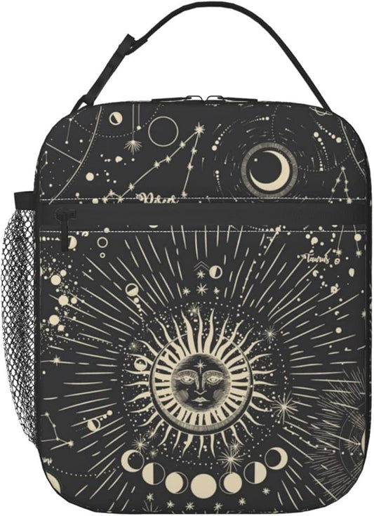 Sun and Moon Mystic Goth Witchy Lunch Box Reusable Insulated Totes Lunch Bag Thermal Cooler For Boy Girls School Men Women Beach Picnic Travel