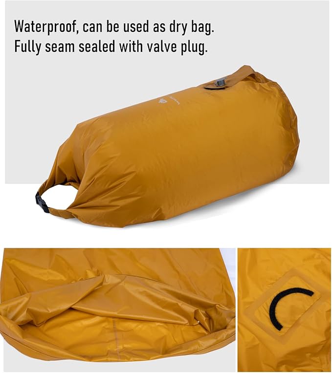 iClimb 1 Stable Comfortable Air Sleeping Pad and 1 Sleeping Pad Pump Sack Bundle, Ultralight Compact for Single Adult Outdoor Camping Backpacking Hiking