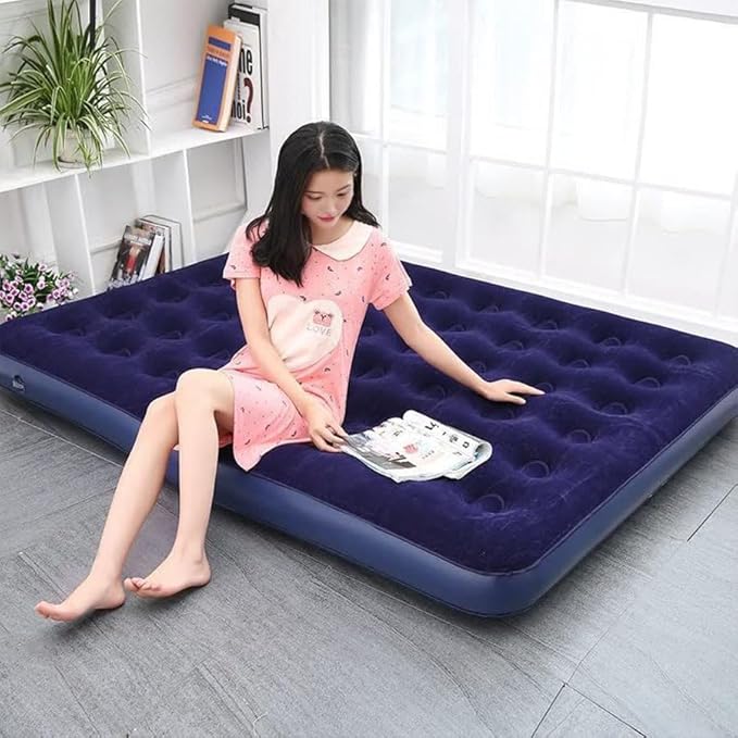 Full Size Air Mattress - Waterproof Puncture-Resistant Inflatable Bed with Portable Foldable Design for Camping, Travel & Home Use - Comfortable Lightweight Airbed 76''X54''X9''