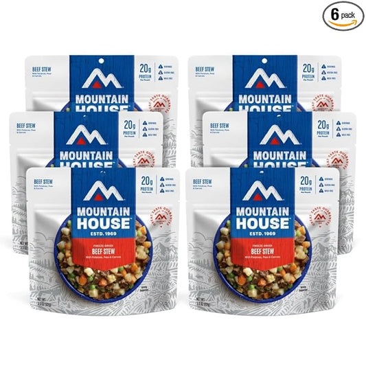 Mountain House Beef Stew | Freeze Dried Backpacking & Camping Food | 6-Pack | Gluten-Free