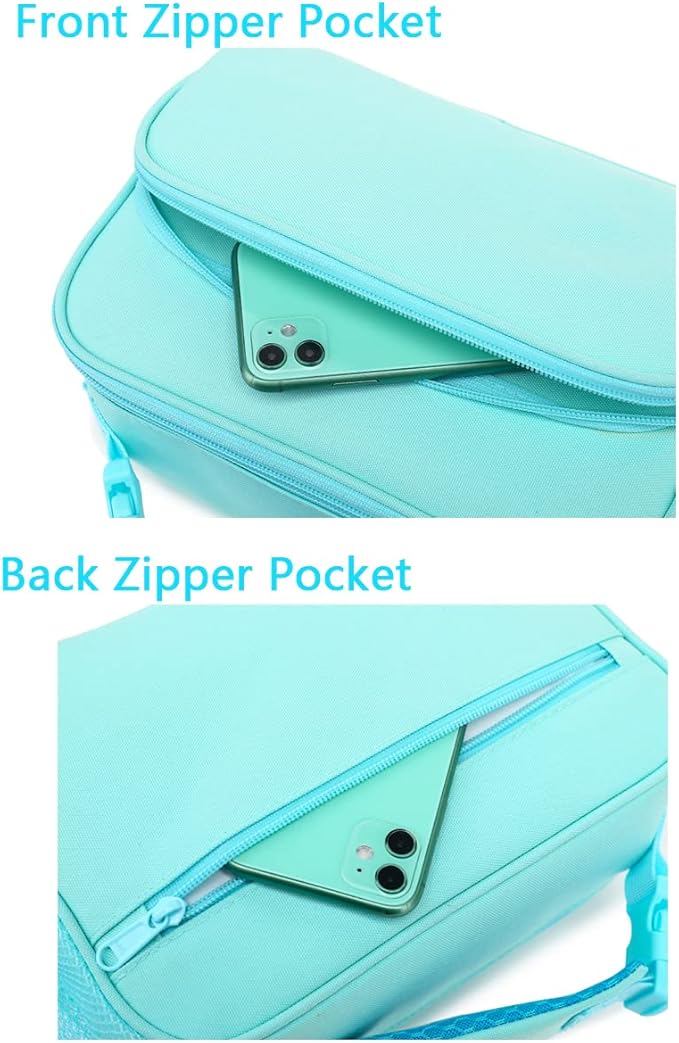 FlowFly Kids Lunch box Insulated Soft Bag Mini Cooler Back to School Thermal Meal Tote Kit for Girls, Boys,light blue