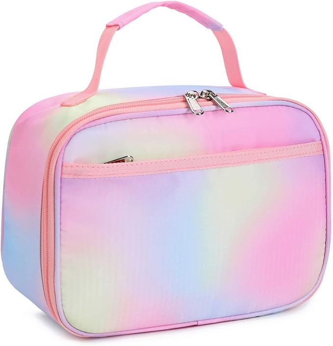 Kids Lunch Box Boys Girls Insulated Lunch Cooler Bag Reusable Lunch Tote Kit for School Travel (Y064 Rainbow)