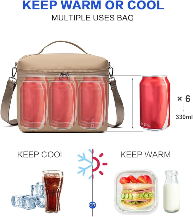 NOL Natural Organic Lifestyle Insulated Lunch Bags for Women Cooler Bag Lightweight Nylon Waterproof Lunch Box For Work