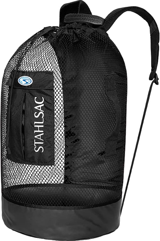 Stahlsac Panama Mesh Backpack: Convienent 103L size, ideal for dive gear, dry pockets, BLACK