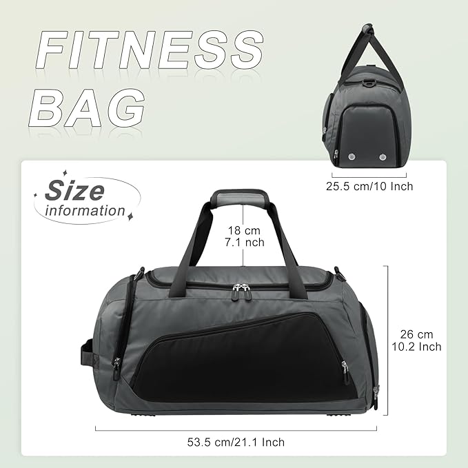 HUA ANGEL Waterproof Gym Bag with Shoe & Wet Compartment Large Capacity Sports Duffel Bag Men Women Travel Fitness Workout
