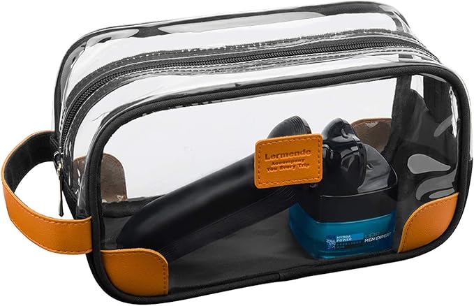 Lermende Toiletry Bag, Clear Shaving Dopp Kit for Men Travel Toiletry Bag with Hand Strap Unisex Bathroom Toiletries Organiser