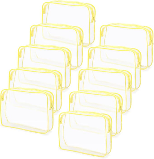 Tbestmax 10 Pack Clear Cosmetic Bags Makeup Bags Portable Waterproof TSA Approved Travel Toiletry Bags Organizer