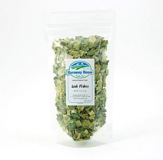 Harmony House Foods Dehydrated Leek Flakes - Air Dried Vegetables for Soup and Cooked Dishes, Great for Camping, Survival, and Backpacking