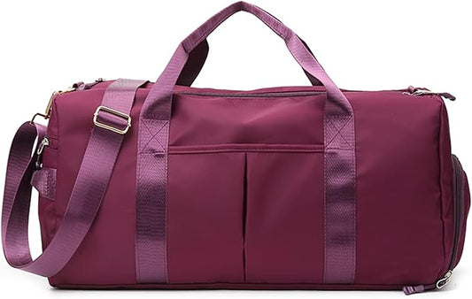 ZUEVI Sports Gym Duffel Bag for Men or Women Waterproof Weekender Travel Bag with Shoes Compartment Dry and Wet Separation for Training Swim Yoga(Violet)