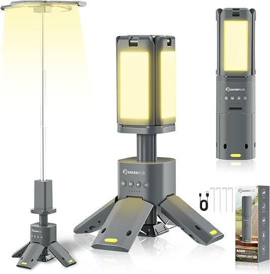 Telescopic Camping Lantern, 14000mAh Rechargeable Camping Lights with Portable Power Supply, Dimmable Magnetic Tent Lamps 6000 Lumen Outdoor Work Lighting for Hiking, Camping, Home Emergency