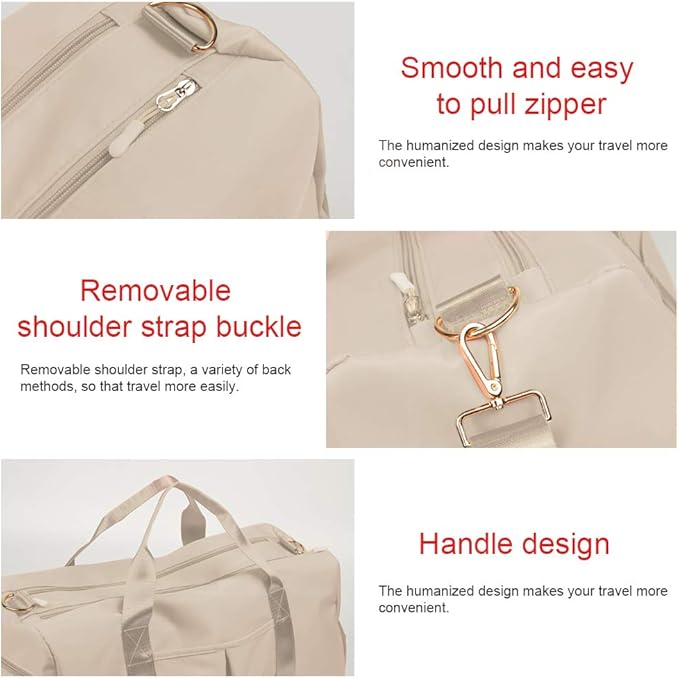Blackwheel Sports Gym Bag With Shoe Bag Wet Bag Duffle Bag Waterproof Travel Bag for Women Cute Gym Bag Beige 29L