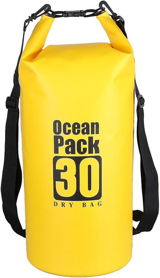 Sportmusies Waterproof Dry Bag - Roll Top Dry Compression Sack Keeps Gear Dry for Kayaking, Beach, Rafting, Boating, Hiking, Camping and Fishing (30L, Yellow)