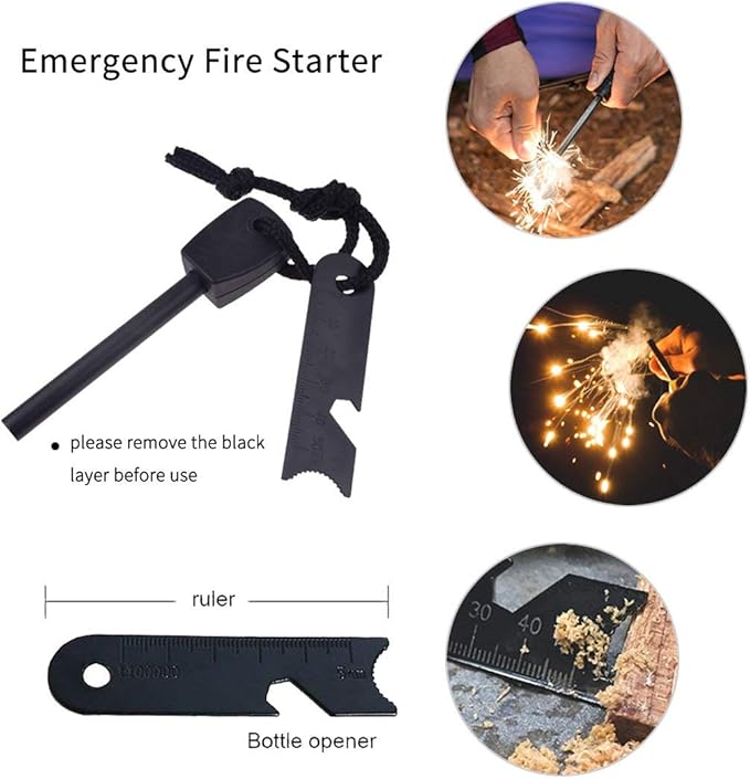 SHBC Compact First Aid Kit (139 Piece) Adventure Medical Kits Waterproof- Includes Emergency Blanket, Fire Starter, Compass, Wire Saw for Survival, Home, Car, Camping, Hiking, Hunting, Sport