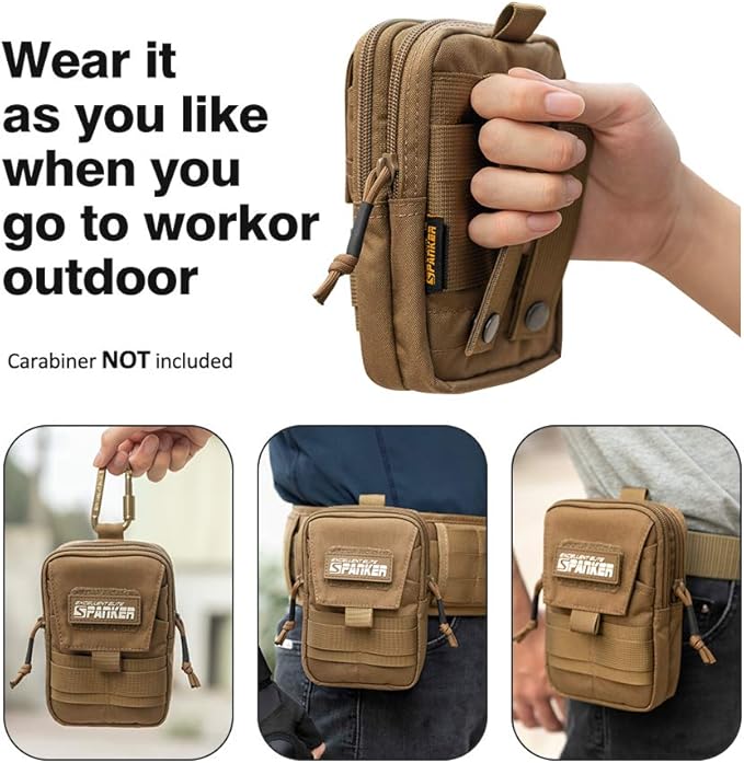 EXCELLENT ELITE SPANKER Tactical Molle EDC Pouch Nylon Belt Waist Bag Camping Hiking Organizer with Cellphone Holster for iPhone 12Pro 12 11ProMax XsMax XR XS X 8Plus 8 7 6 Samsung Galaxy Note 9 S9