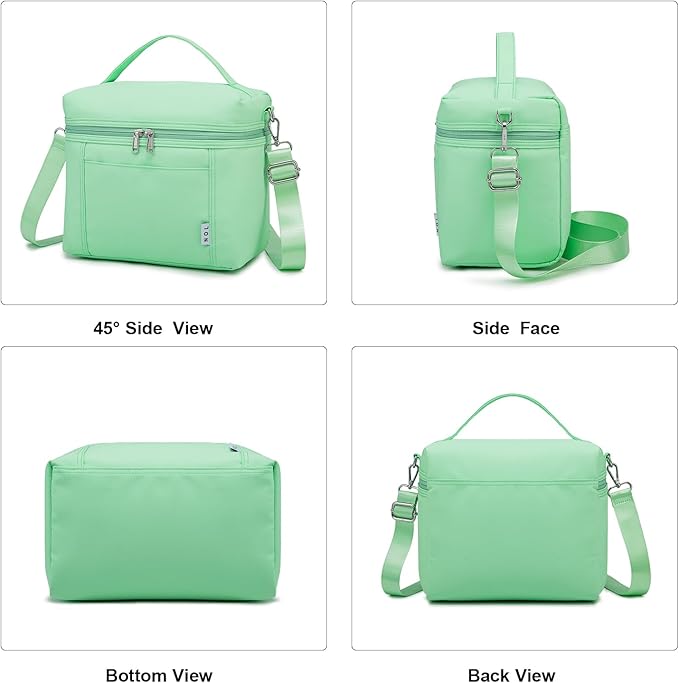 NOL Natural Organic Lifestyle Insulated Lunch Bags for Women Cooler Bag Lightweight Nylon Waterproof Lunch Box For Work (Small, Mint green)