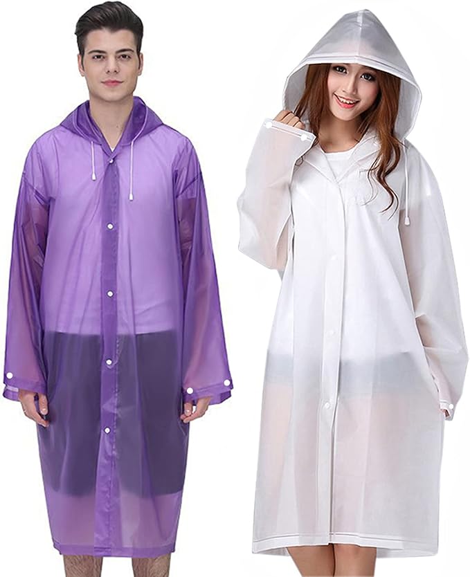 Rain Ponchos Raincoats for Adults Women Men, Reusable 2 Pack Rain Jacket Coats with Hood for Family Disney Camping Hiking