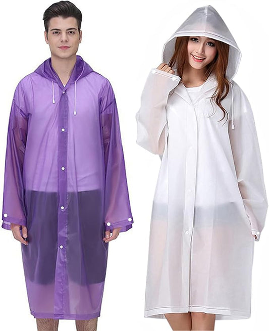 Rain Ponchos Raincoats for Adults Women Men, Reusable 2 Pack Rain Jacket Coats with Hood for Family Disney Camping Hiking