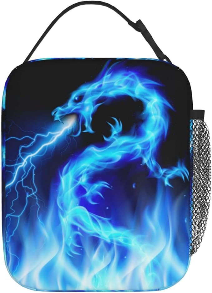 Blue Ice Dragon Lunch Box for Kids Boys Girls, Insulated Lunch Bag for Women Men, Leakproof Durable Lunch Cooler for School Work Travel