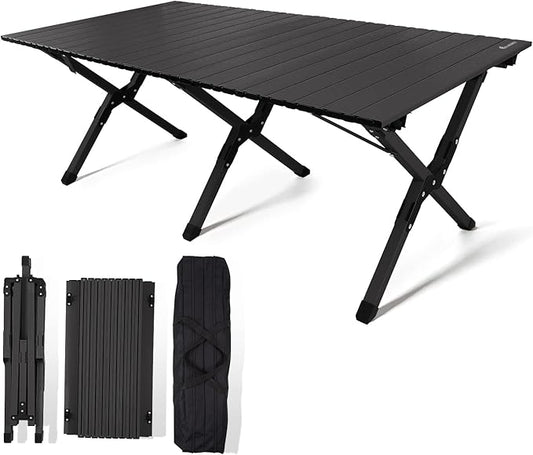Folding Camping Table, Lightweight Roll-Up Table Aluminum Low Portable Picnic Table with Easy Carrying Bag for Outdoor, Beach, Picnic, Backyards, BBQ and Party, 45.7"L x 24"W x 17.3"H
