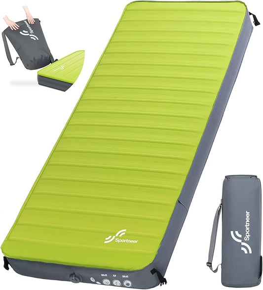 Sportneer Self Inflating Sleeping Pad, 4" Ultra-Thick Elasticity Foam Camping Mat with 10 R Value, 4-Season Insulated Durable Camping Pad Air Mattress for Car Travel Tent Home, 78" x 30"