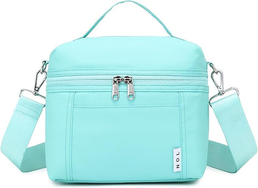 NOL Natural Organic Lifestyle Insulated Lunch Bags for Women Cooler Bag Lightweight Nylon Waterproof Lunch Box For Work (Cyan, Medium(normal))