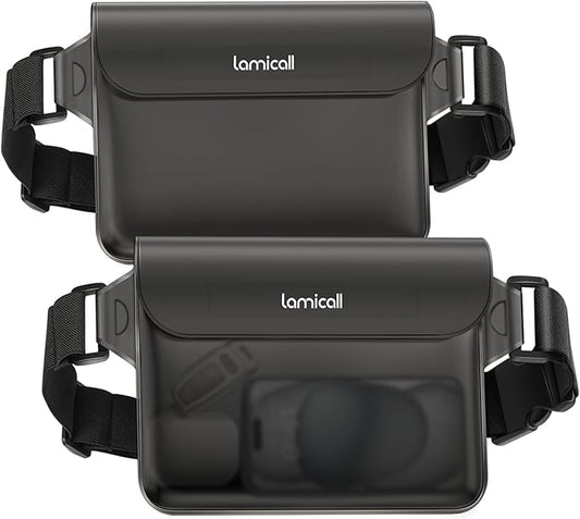 Lamicall Waterproof Fanny Pack, Cruise Essentials 2025 - [Elastic Waist Strap] Dry Bag Pouch, Travel, Boat, Paddle, Kayak, Beach, Swimming Accessories, 8.7” for iPhone 16 15 14 13 Pro Max, Galaxy
