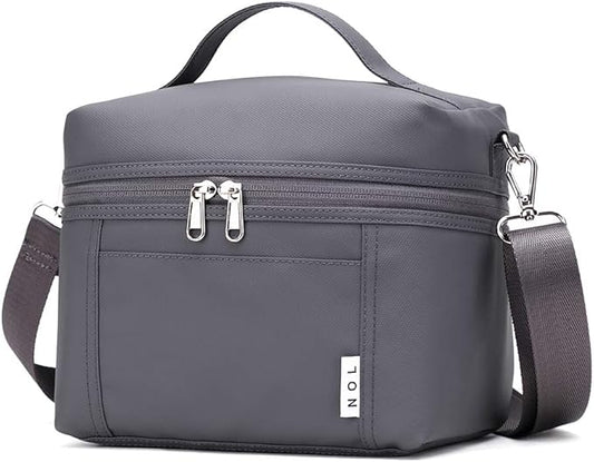 NOL Natural Organic Lifestyle Small Insulated Lunch Bags for Women Cooler Bag Lightweight Nylon Waterproof Lunch Box For Work（Small,Gray）
