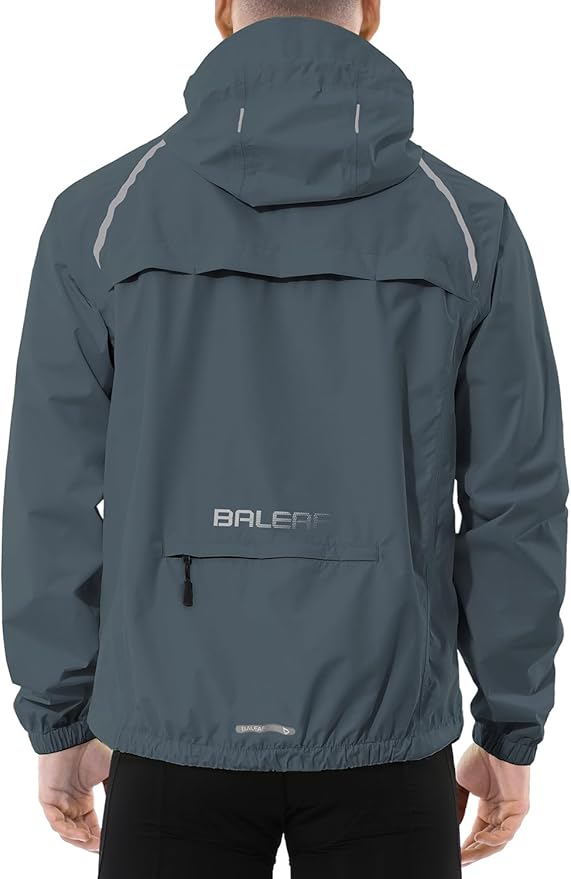 baleaf Men's Rain Jacket Waterproof Windbreaker Running Cycling Golf Hiking Gear Hood Lightweight Reflective Packable