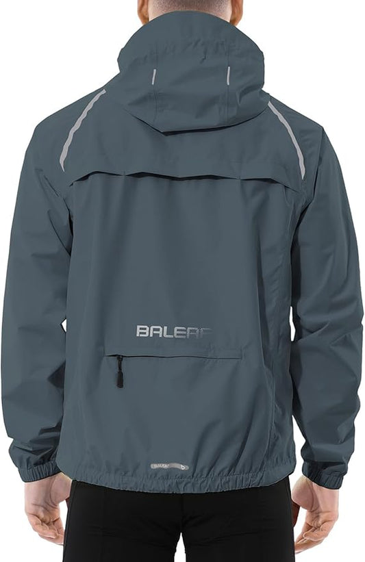 baleaf Men's Rain Jacket Waterproof Windbreaker Running Cycling Golf Hiking Gear Hood Lightweight Reflective Packable