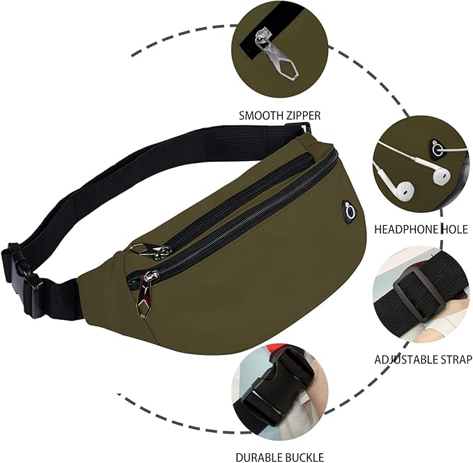 Fanny Pack for Men Women, Waterproof Sports Waist Bag Pack, Belt Bag for Travel Hiking Running