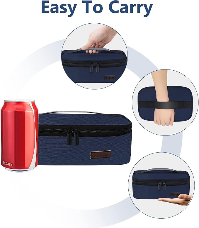 Gloppie Mini Lunchbox Small Lunch Bag for Men Women Insulated Lunch Box Thermal Lunch Boxes Adult Portable Cooler Bags Reusable Snack Bag, Blue