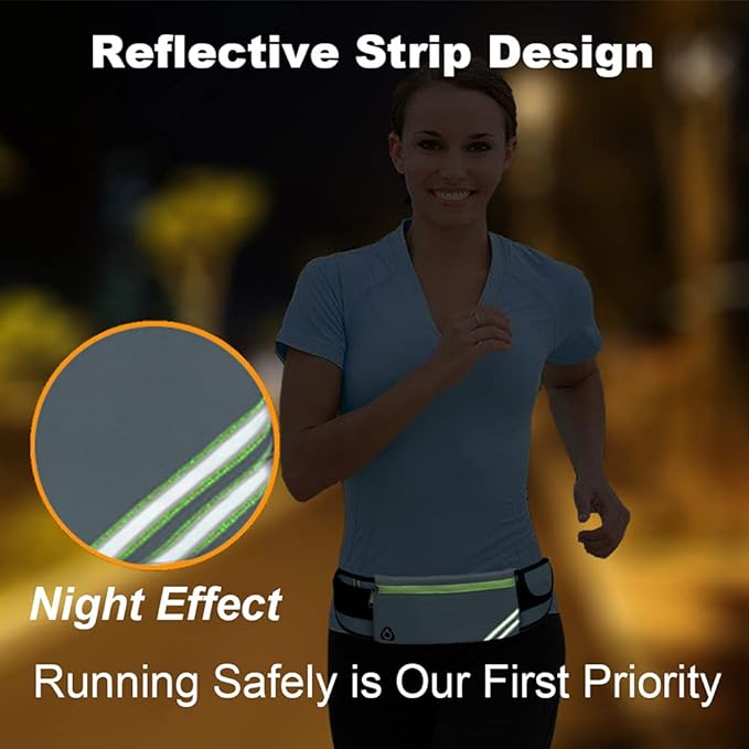 Running Belt Waist Pack Bag Fanny Pack for Phone Men Women,Thin Runners Pouch Belt for Hiking Walking Sports Cycling Traveling Money Belt,Phone Carrier Waistband for Wallet Gray