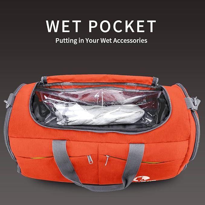 Canway Sports Gym Bag, Travel Duffel bag with Wet Pocket & Shoes Compartment for men women, 45L/40L, Lightweight