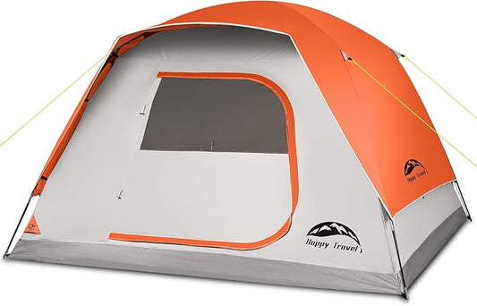Happy Travel Camping Tent, 6 Person Dome Tents for Camping with Rainfly, Waterproof Clip Easy Setup Portable Family Tent with Mesh Windows, 20% More Headroom Backpacking Tents for Camping & Hiking