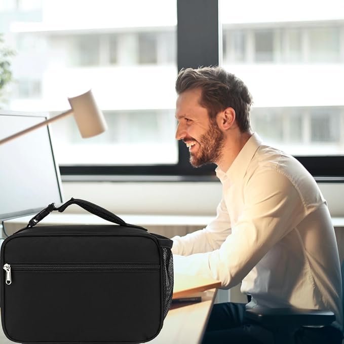 Insulated Lunch Box for School, Thermal Reusable Durable Freezable Lunch Bags for Kids Boys Girls Men Women - Small Soft Cooler Portable Lunch Tote Kit for Work Picnic Travel,Black