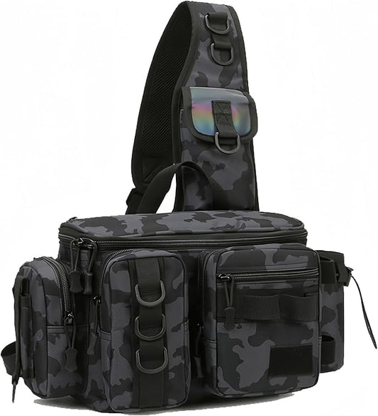 Fishing Tackle Backpack Fishing Fanny Pack Crossbody Bag Fishing Tackle Box Organizer with Rod & Gear Holder, Ideal for Fishing, Camping, Hiking and More!-YIANTU