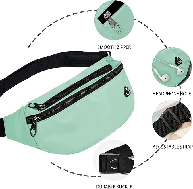 Fanny Pack for Men Women, Waterproof Sports Waist Bag Pack, Belt Bag for Travel Hiking Running