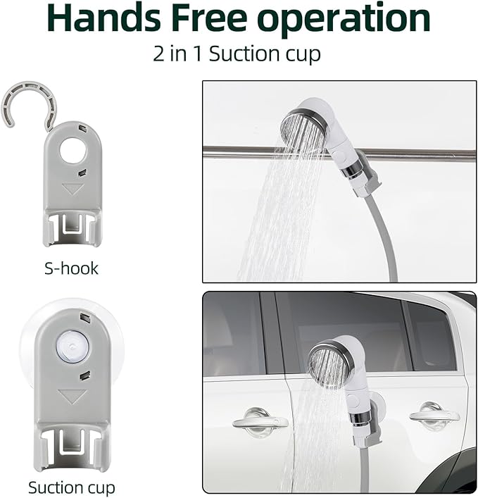Camping Shower, Portable Shower Pump Power by Rechargeable Battery with Led Light, Portable Shower for Camping, Multiple Spray Camp Shower Head for Outdoor Camping, Hiking, Traveling & Beach