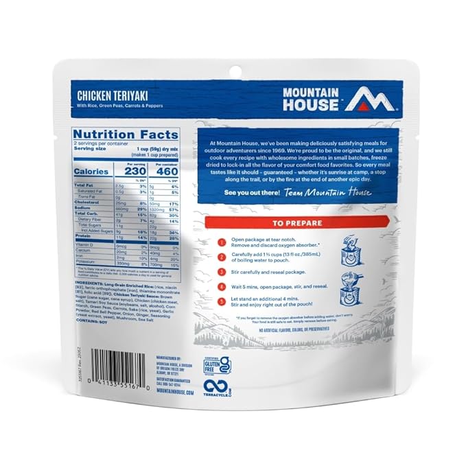 Mountain House Chicken Teriyaki | Freeze Dried Backpacking & Camping Food | 2 Servings | Gluten-Free
